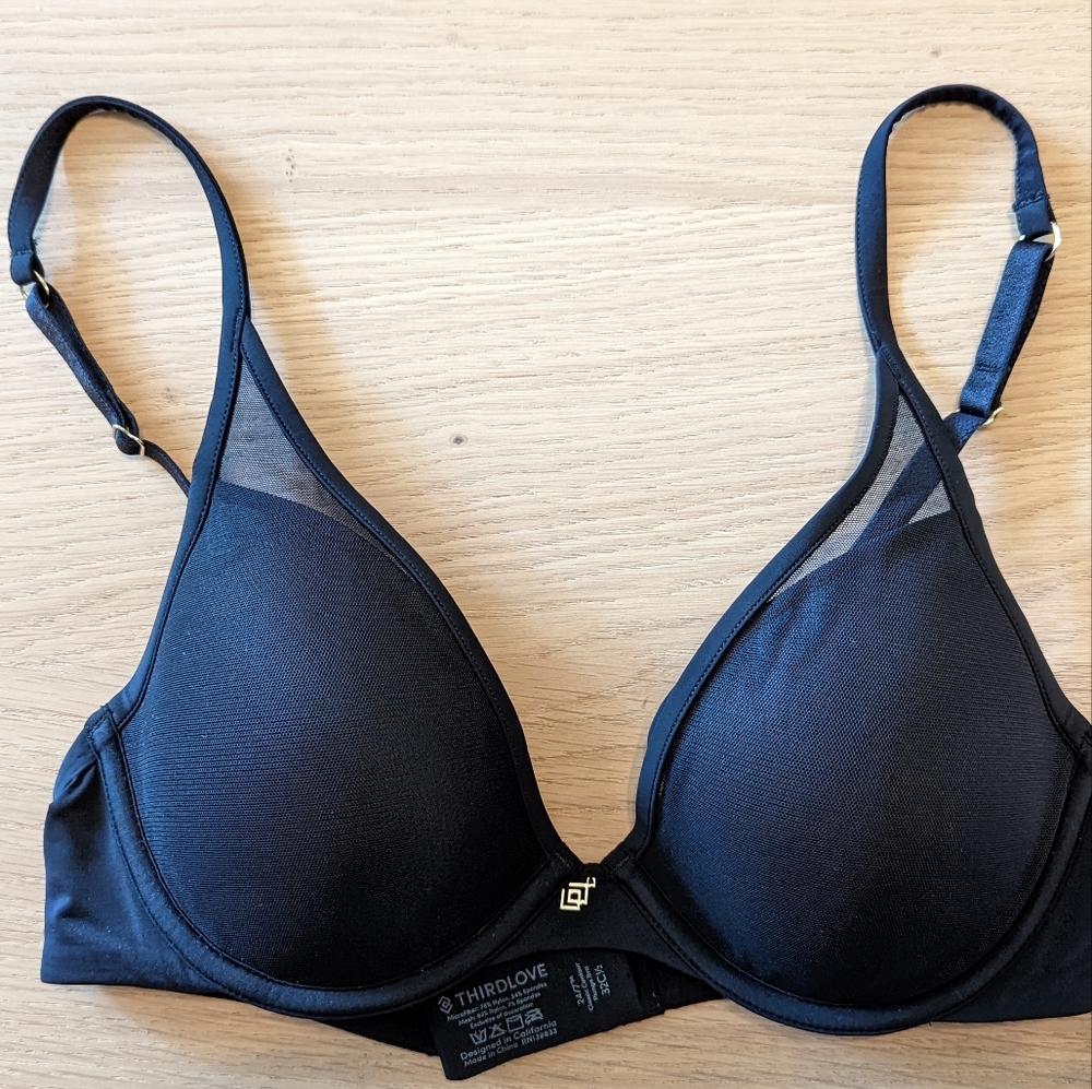 ThirdLove 32 C 1/2 Black Plunge Bra